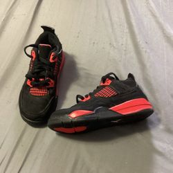 Nike Air Jordan 4 IV Retro Red Thunder Black BQ7669-016 Youth Shoes Size 12C