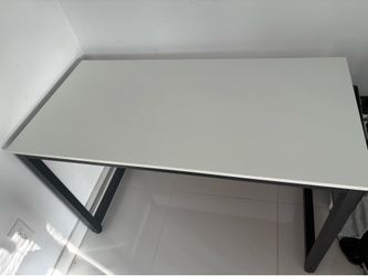 White Desk w/ Metal Frame & Cable Storage Pouch – 47.5”W x 24”D x 29”H