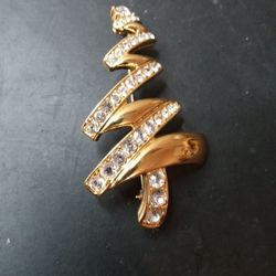 STUNNING VTG Monet Gold Tone CZ 3" Brooch