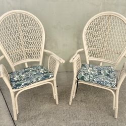 Vintage Old Rattan Peacock Balloon Back Chairs - Set of 2  Retail price for 4 pieces-800$