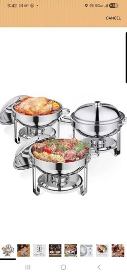 Stainless Steel Chafing Dish Set 3 Pack Buffet Servers Warmers 5.5QT