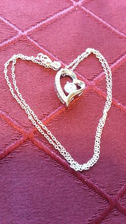 Cubic Zirconia Silver Plated Heart Pendant NECKLACE