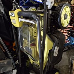 RYOBI 18V LAWNMOWER,  BLOWER, WEEDEATER, BATTERY,  CHARGER