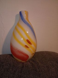 Multicolor Swirl Art Glass Vase