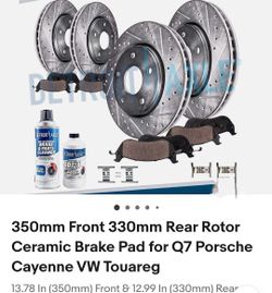350mm Front 330mm Rear Rotor Ceramic Brake Pad for Q7 Porsche Cayenne VW Touareg NEW IN BOX MUST GO ASAP