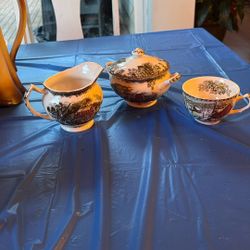 Vintage English Creamer, Sugar Bowl, And Cup