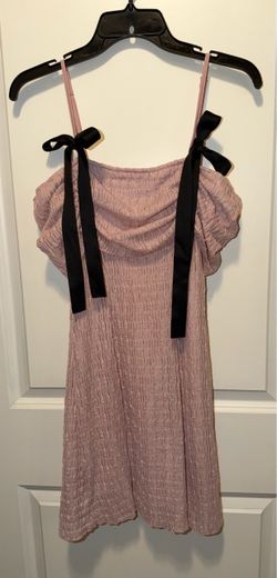 Off-Shoulder Bowknot Texture Mini Dress your closet’s happy hour cider light pink size xxsmall
