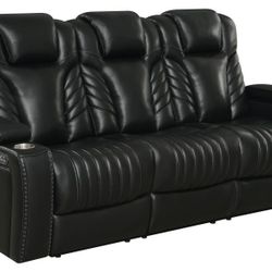 Top Grain Genuine Leather Recliner Sofa With Power Recliners Power Headrest Voice Activated Commands Heated Seats Massage And So Much More