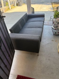 Fabric 3-Seat Sofa with Metal Legs