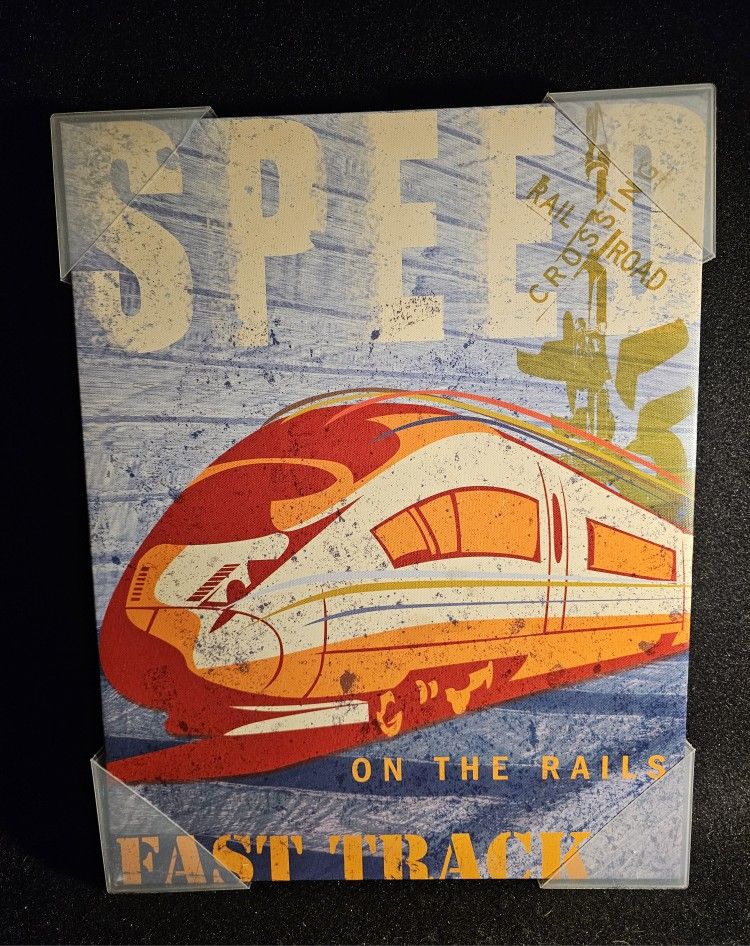 Speed Train fine art for kids by Olika Studio 14"x18"x1" 10/23/2013 Rare Hard To Find!