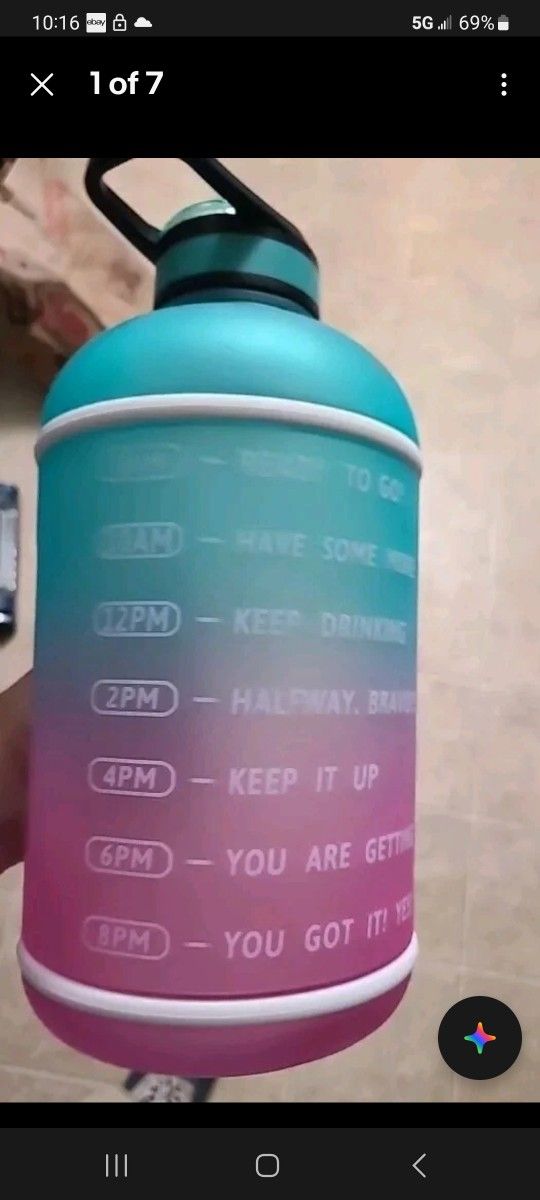 KEEPTO 1 Gallon Water Bottle with Straw-Motivational Water Jug with Time...