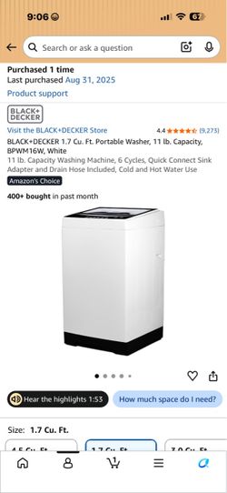 Black + Decker Portable washing machine