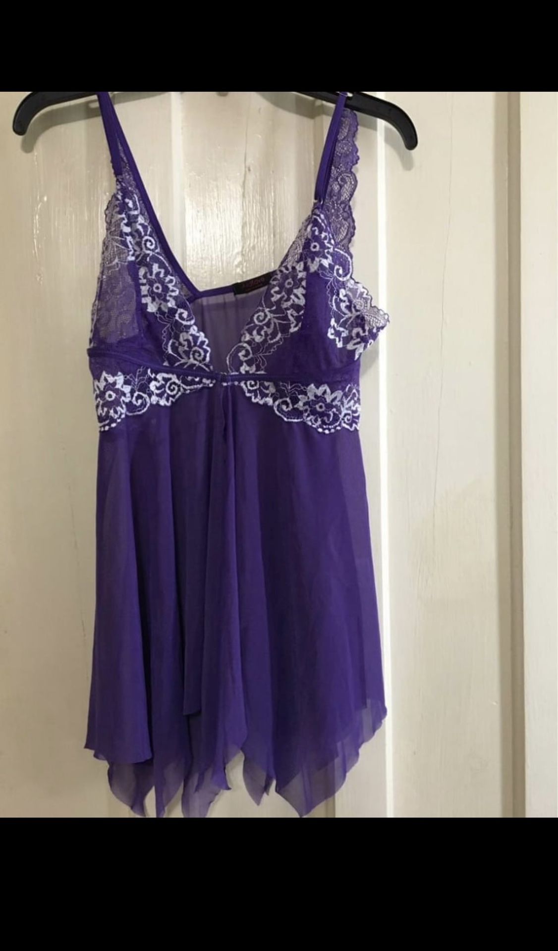 AVIDLOVE Women Lingerie  lace v Neck Nightwear Strap Chemise Purple Size M