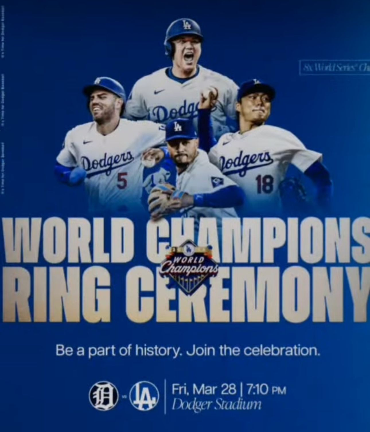 Dodgers Vs Detroit tigers World Series Ring Ceremony Night Friday March 28