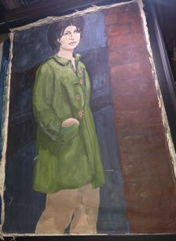 Original Oil On Canvas 2 Sided Signed Ken...1965 Big 25x37" Damaged