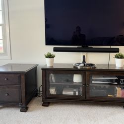 TV Stand & End Table, solid wood, Bassett Furniture, dark finish