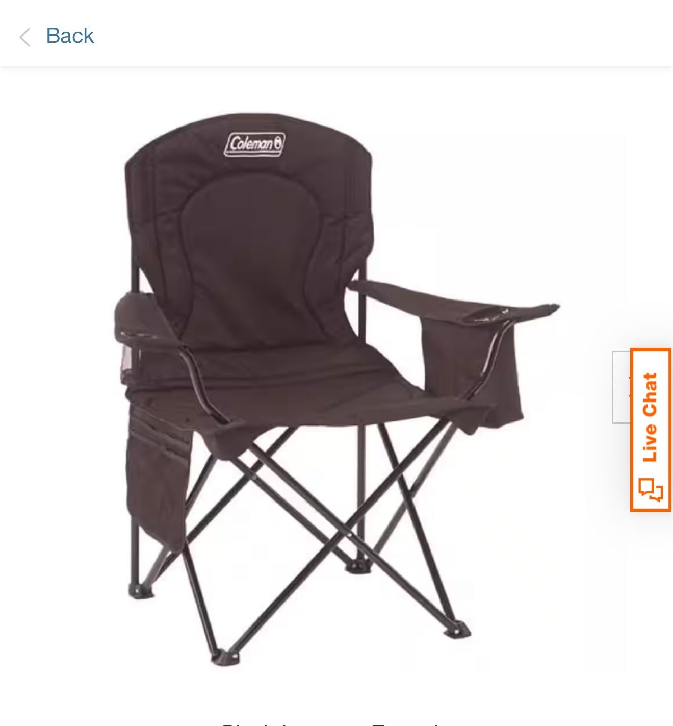 Steel Camping Chair with Built-In 4 Can Cooler, Black