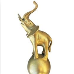 Vintage Brass ELEPHANT STATUE 8" Inches Tall Beautiful! 