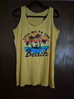 YELLOW GRAPHIC Racerback Tank  top   size  m