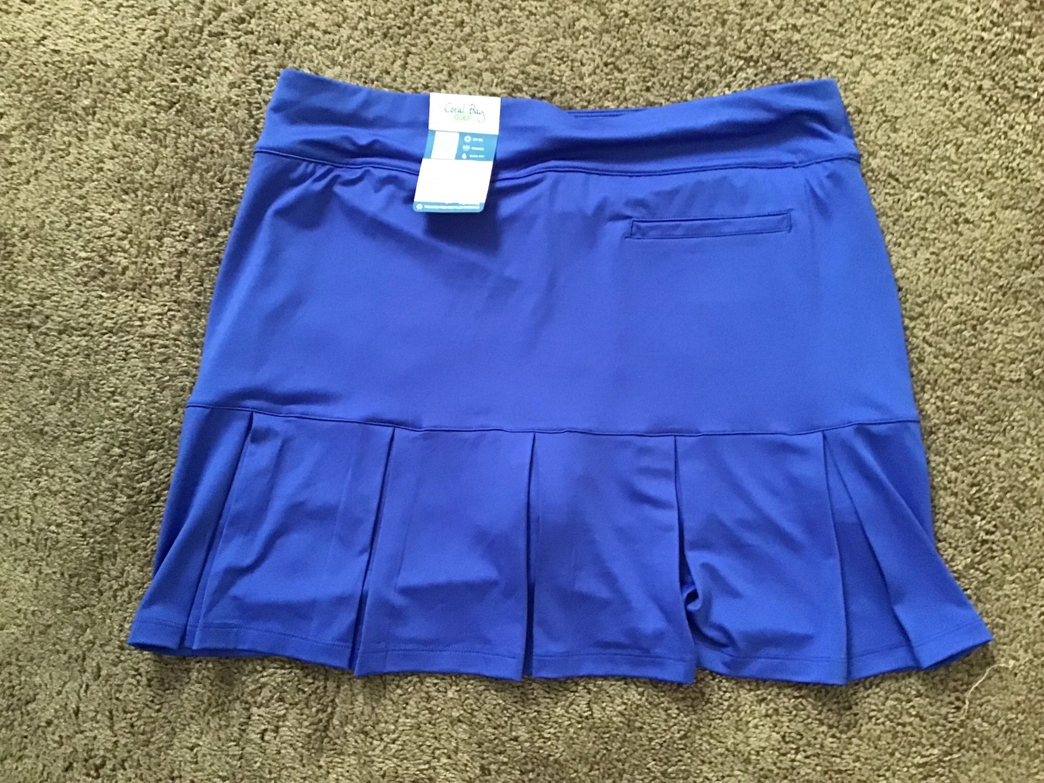 NWT~Women’s CORAL BAY Golf/Athletic Blue Skirt/Skort with Back Pleated Design~LARGE/EXTRA LARGE 18” long