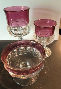 Kings crown cranberry glass