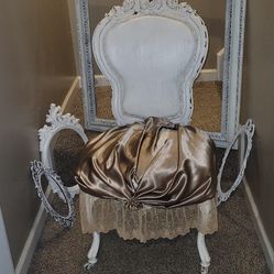 Antique SHABBY CHIC VANITY / Desk Chair OLD HOLLYWOOD GLAM 