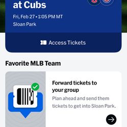 February 27 Cubs Versus Guardians Tickets Spring Training Baseball