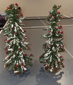 Decorated Tabletop Christmas Trees – Set of 2