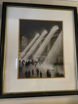 Antique Framed Photo Of Grand Central Terminal By Hal Morey  1930s