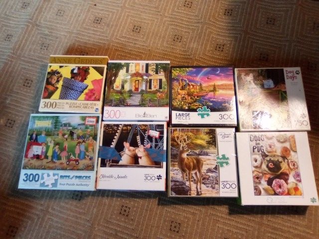 Lot Of 8 Jigsaw Puzzles 300pc