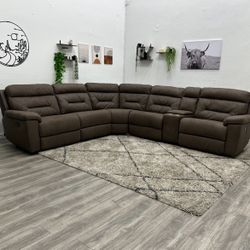 Brown Sectional Recliner Couch - Free Delivery
