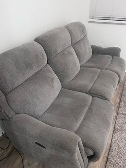 Gray Fabric Reclining Sofa