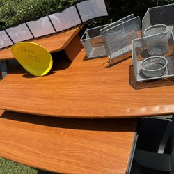 Computer desk with attached printer stand