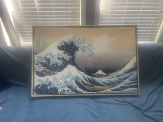 Framed canvas print of “The Great Wave”