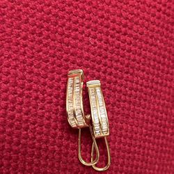 14k HEAVY Gold Diamond Baguette Earrings REDUCED