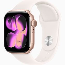 Apple Watch Series 11 GPS 42mm Smartwatch with Rose Gold Aluminum Case with Light Blush Sport Band - S/M