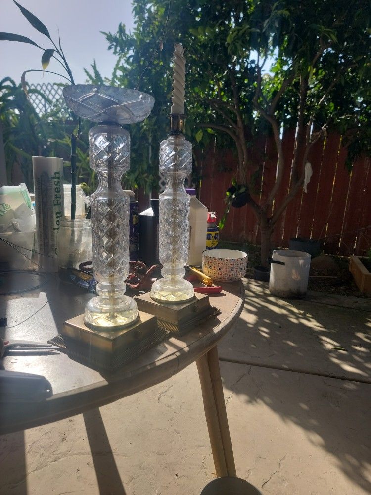 Brass n Crystal Candelabras early 1900s