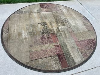 Rustic Style Large Round Area Rug (7’11”x7’11”)