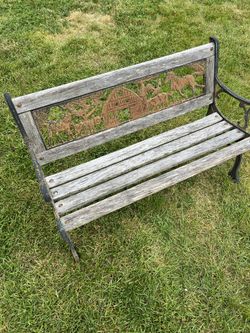 Old Mcdonald's Farm House Cast Iron Kids Bench Vintage 
