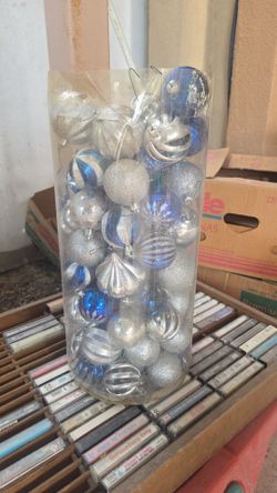 Silver & blue Christmas ornaments