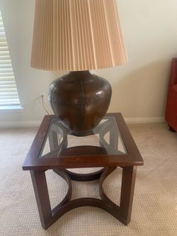 Metal hammered lamp & side table