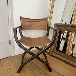 Restoration Hardware Leather “1970s French Director’s Chair” RH Side Accent