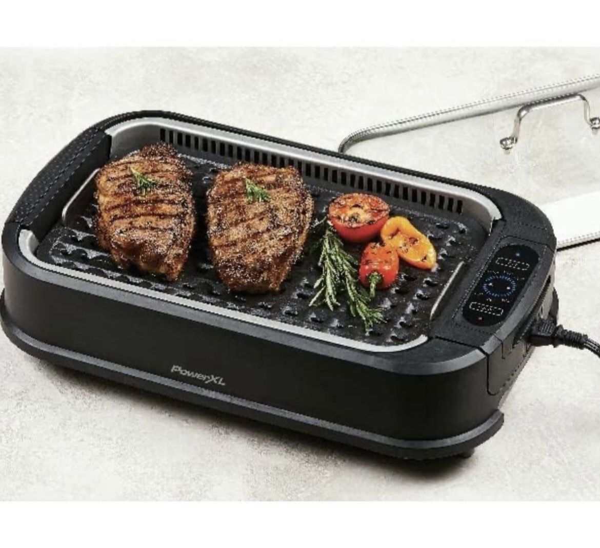 glass lid powerxl smokeless griddle plate