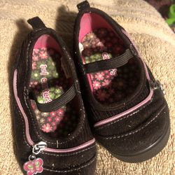 CARTERS Brown And Pink Slip Ons Little Girls Size 5C