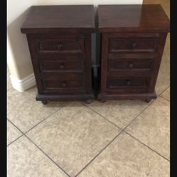 Pair Of Night Stand Tables Cherry Wood 100% Natural Wood