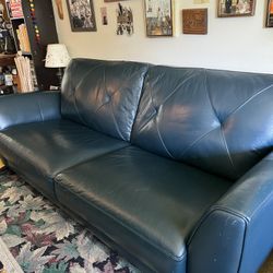 Blue Leather Couch