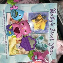 baby calendar, toy bar & milestone blanket bundle 