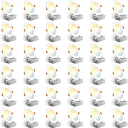 Amico 36 Pack 6 Inch 5CCT Ultra-Thin LED Recessed Ceiling Light with Junction Box, 2700K/3000K/3500K/4000K/5000K Selectable, 12W Eqv 110W, Dimmable Ca