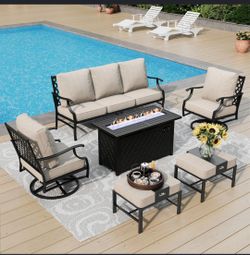 Outdoor Patio Furniture Set with Fire Pit Table