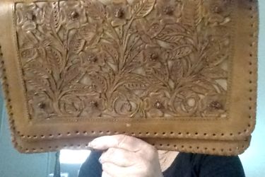 Leather purse hand tooled